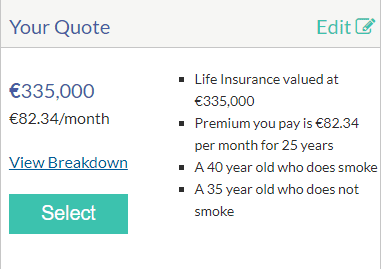 Irish Life mortgage protection quote