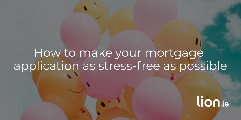 preparing a mortgage application text on smiling balloons