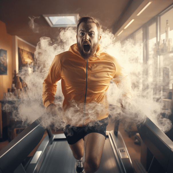 man running on treadmill