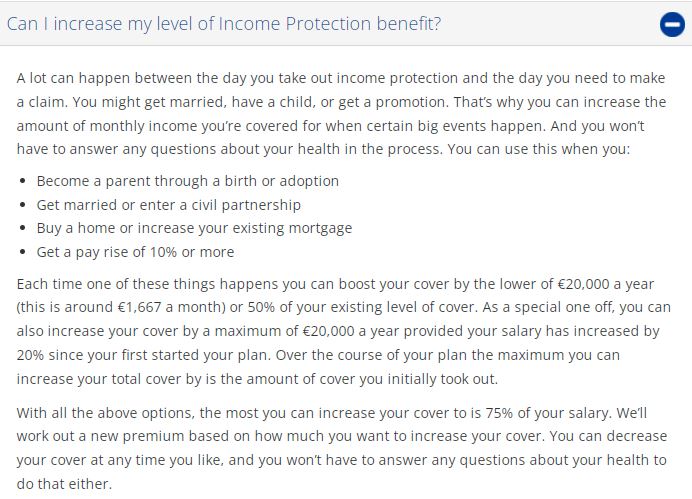 Increase zurich life income protection