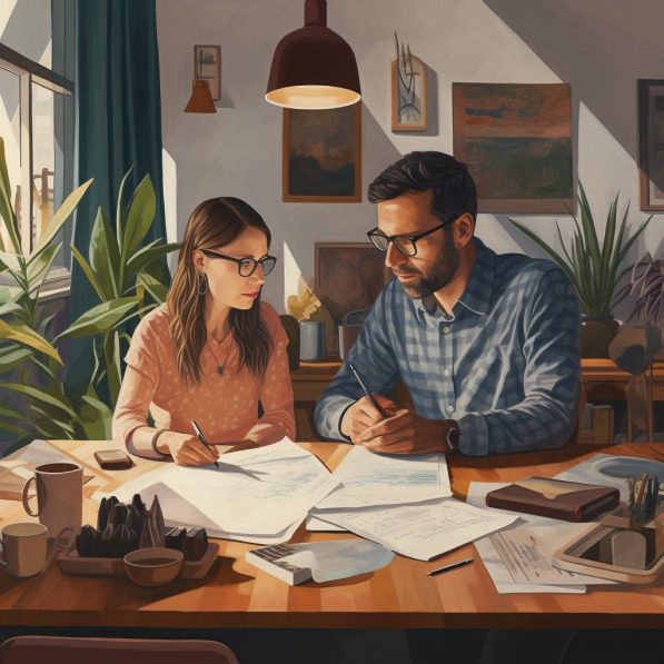couple working on finances
