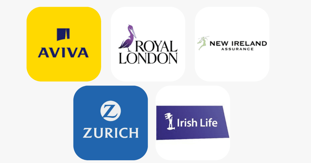 Aviva, Irish Life, Royal London, New Ireland and Zurich — major Irish life insurance providers Lion.ie works with